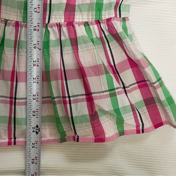 Crown & Ivy Peplum Plaid Top in Pink and Green - Picture 5 of 6